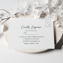 Einfache moderne schwarze und weiße Hochzeits-RSVP