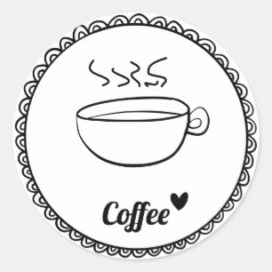Einfache moderne schwarze und weiße Tasse für heiß Runder Aufkleber