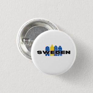 Einfache moderne schwedische Staatsflagge Souvenir Button