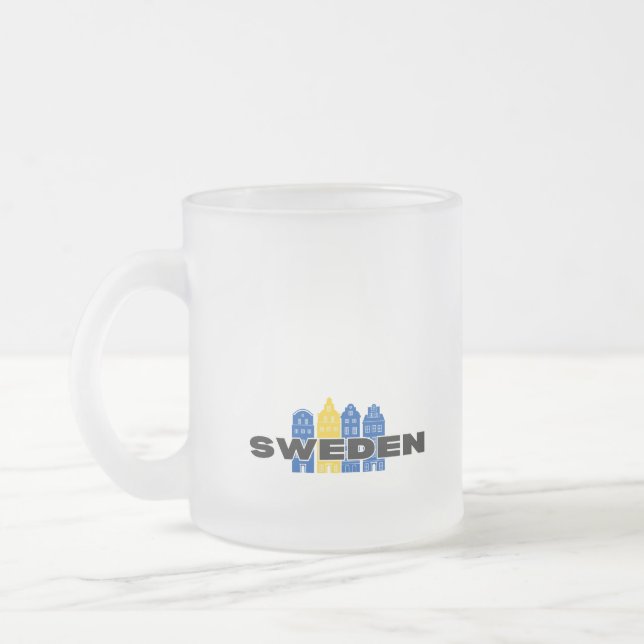 Einfache moderne schwedische Staatsflagge Souvenir Mattglastasse (Links)