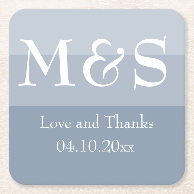 Einfache moderne Script Dusty Blue Wedding Rechteckiger Pappuntersetzer (Vorderseite)