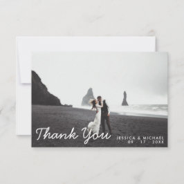 Einfache moderne Script-Elegante Hochzeit Dankeskarte