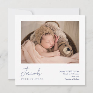 Einfache moderne Script Foto Boy oder Girl Birth Ankündigung