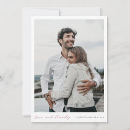 Einfache moderne Script Foto Rose Gold Wedding Dankeskarte