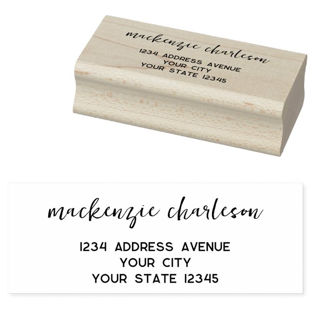Einfache moderne Script-Personalisierte Rücksendea Gummistempel (Simple modern minimalist script personalized rubber stamp return address)