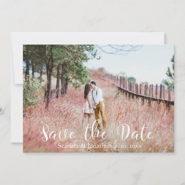 Einfache moderne Script Save the Date Wedding Card (Vorderseite)