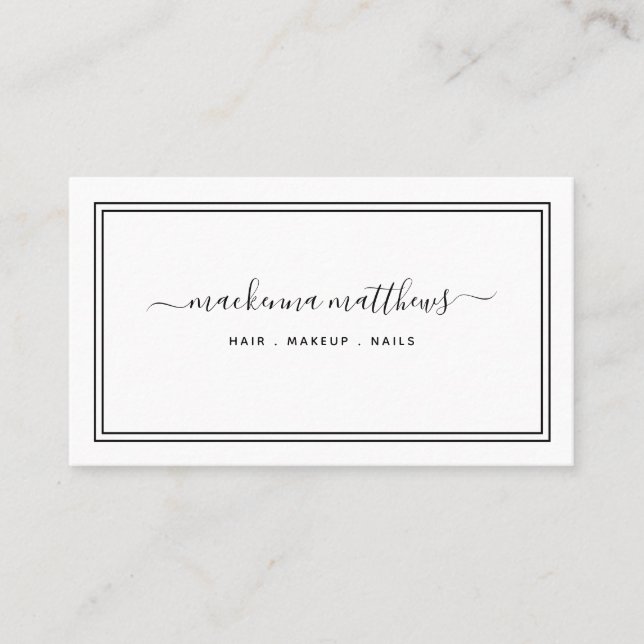Einfache moderne Signatur Script Haar Stylist Salo Visitenkarte (Vorderseite)