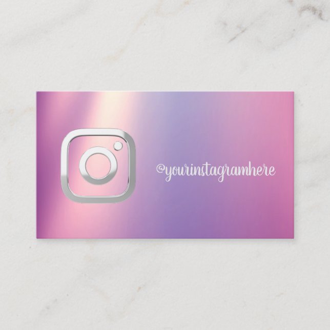 Einfache moderne, Silver Instagram Social Media Visitenkarte (Vorderseite)