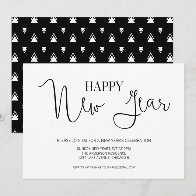 Einfache moderne Silvesterkarte für die Party Einl Einladung (Vorne/Hinten)