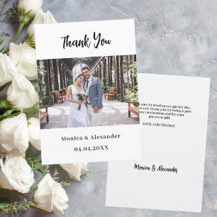 Einfache moderne Skript Hochzeit Foto danke Karte