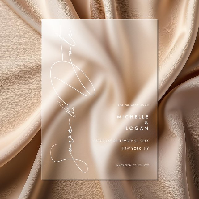 Einfache moderne SkriptWedding Save the Date Acryleinladungen (Von Creator hochgeladen)