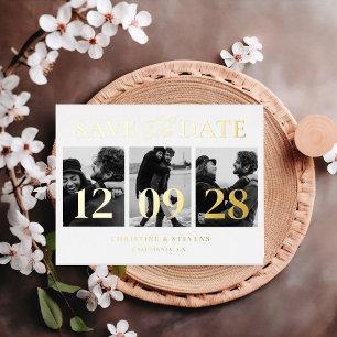 Einfache moderne SkriptWedding Save the Date Foto  Folie Einladungspostkarte