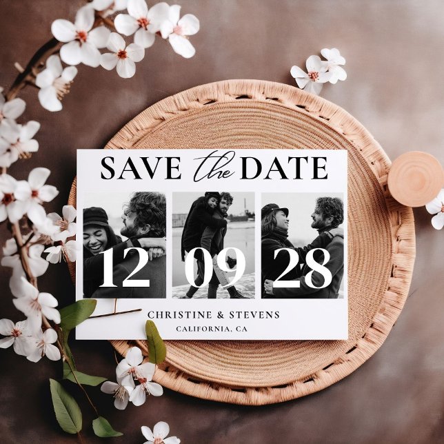 Einfache moderne SkriptWedding speichert das Date- Postkarte (Von Creator hochgeladen)