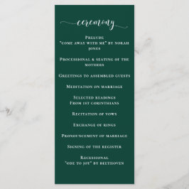 Einfache moderne Smarald Green Wedding Programm