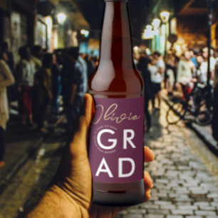 Einfache moderne, stilvolle Burgundy Graduation Pa Bierflaschenetikett