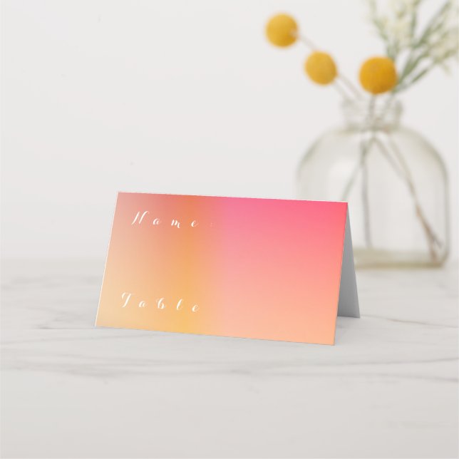 Einfache moderne Sunset Ombre Wedname Platzkarte (Vorderseite)