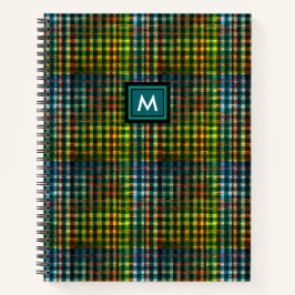 Einfache moderne Tartan-Aquamarin-Green-Tan-Karier Notizbuch