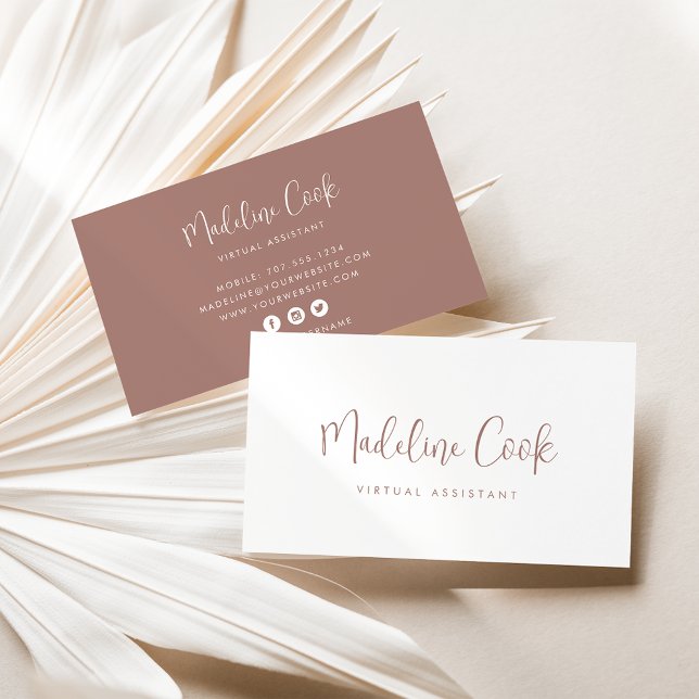 Einfache moderne Terracotta Calligraphy Social Med Visitenkarte (Von Creator hochgeladen)