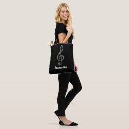 Einfache moderne Treble Clef Weiße Noten Illustrie Tasche
