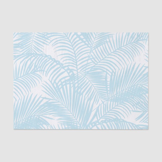 Einfache moderne tropische Palme des Babyblaus mit Seidenpapier (Vorderseite)