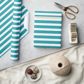 Einfache, moderne türkisfarbene Streifen Minimalis Geschenkpapier