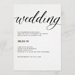 Einfache moderne Typografie auf Wasserfarbpapier Einladung