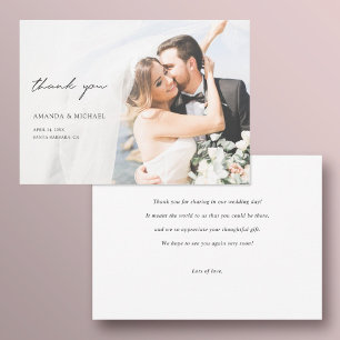 Einfache moderne Typografie Custom Wedding Foto Dankeskarte