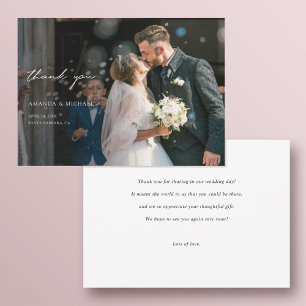 Einfache moderne Typografie Custom Wedding Foto Dankeskarte