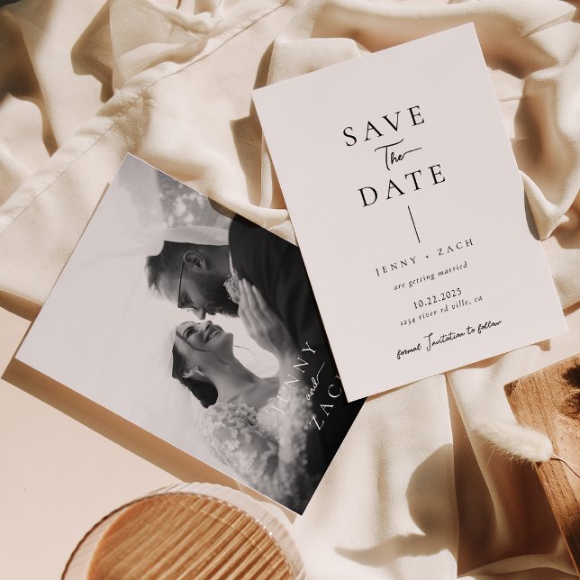 Einfache moderne Typografie Foto-Hochzeit  Save The Date (Von Creator hochgeladen)