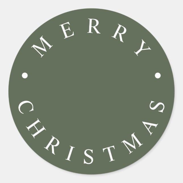 Einfache moderne Typografie Frohe Weihnachten Grün Runder Aufkleber (Vorderseite)