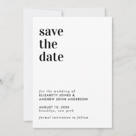 Einfache moderne Typografie-Hochzeit rettet das Da Save The Date