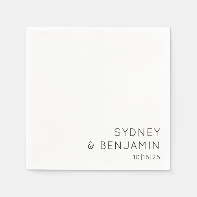 Einfache moderne Typografie Minimal Custom Wedding Serviette (Vorderseite)