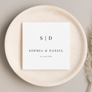 Einfache moderne Typografie Monogram Wedding Serviette