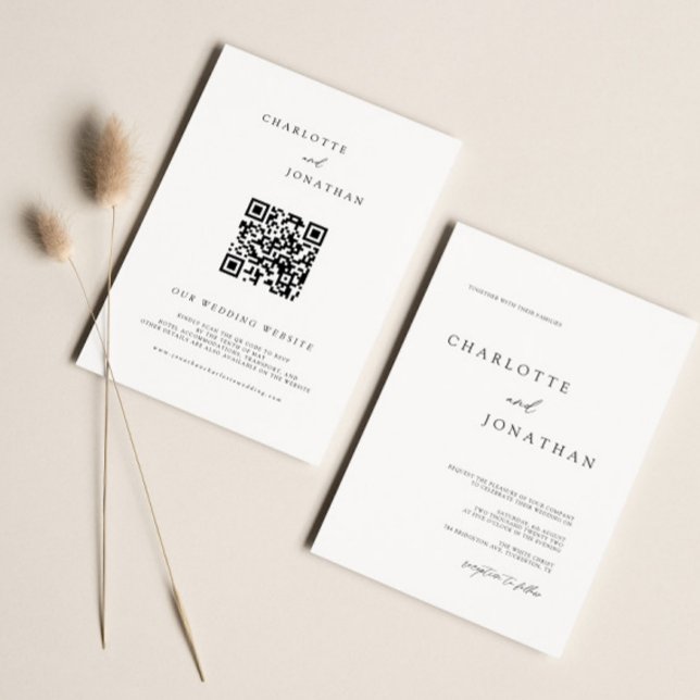 Einfache moderne Typografie QR Code Hochzeit Einladung (Von Creator hochgeladen)