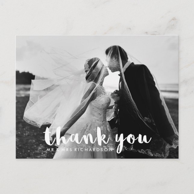 Einfache moderne Typografie | Wedding Foto Vielen  Postkarte (Vorderseite)