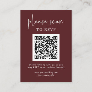 Einfache moderne UAWG mit QR-Code   Burgund Begleitkarte