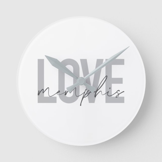 Einfache, moderne, urbane, coole Design Liebe Memp Runde Wanduhr (Vorderseite)
