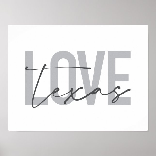 Einfache, moderne, urbane, coole Design Liebe Texa Poster (Vorne)