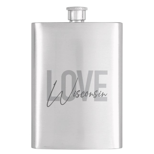 Einfache, moderne, urbane, coole Design Liebe Wisc Flachmann (Vorderseite)