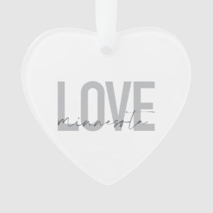 Einfache, moderne, urbane, coole Liebe Minnesota Ornament