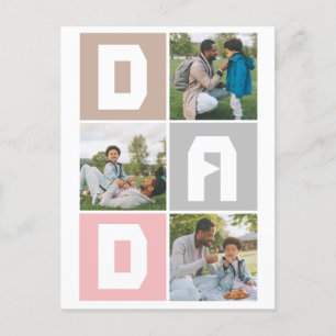 Einfache Moderne Väter Tag Vater 3 Foto Familie Feiertagspostkarte