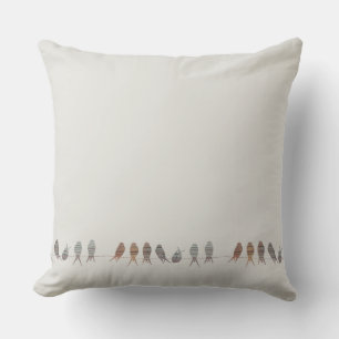 Einfache moderne Vögel auf einem Draht Kissen