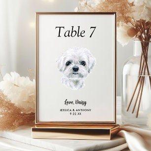 Einfache moderne Wasserfarbe-Hund-Hochzeit Tischnummer