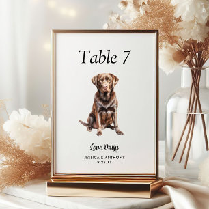 Einfache moderne Wasserfarbe-Hund-Hochzeit Tischnummer