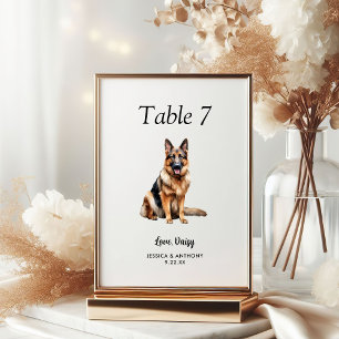 Einfache moderne Wasserfarbe-Hunde-Hochzeit Tischnummer