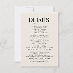 Einfache Moderne Wedding Detail RSVP Karte