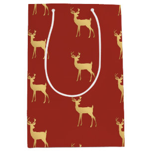 Einfache moderne Weihnachtsfeiertage Goldrinder Mittlere Geschenktüte