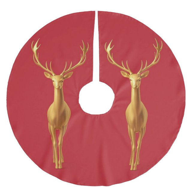 Einfache moderne Weihnachtsfeiertage Goldrinder Polyester Weihnachtsbaumdecke (Vorderseite)