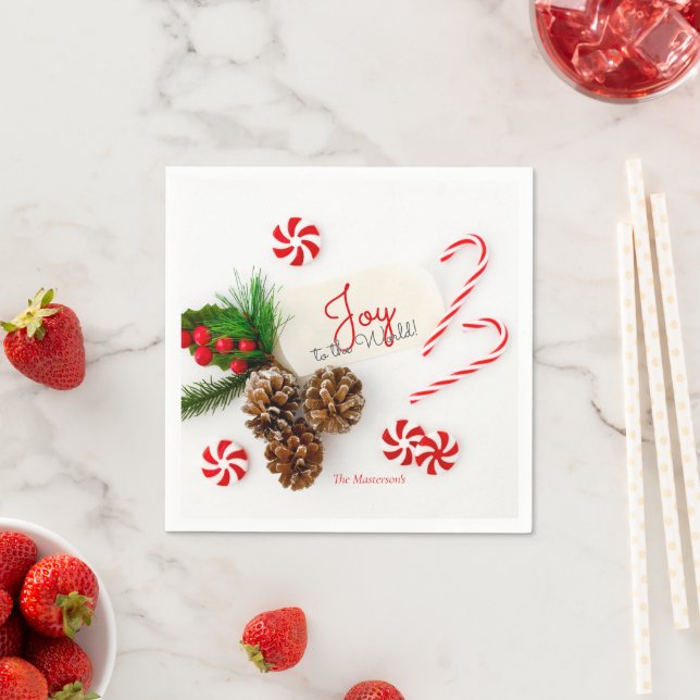 Einfache moderne Weihnachtsfreude für die Welt Serviette (Beispiel)