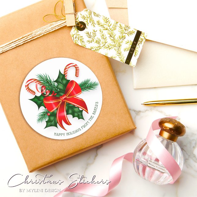 Einfache moderne Weihnachtskleber für Cany Cane Runder Aufkleber (Von Creator hochgeladen)